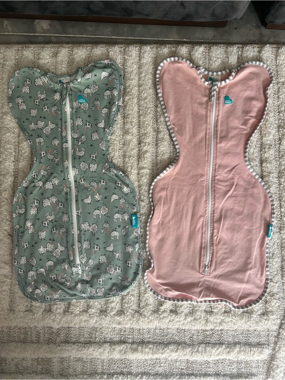 Love to dream Pink & Sage Chicken Two-Pack Swaddle Sacks